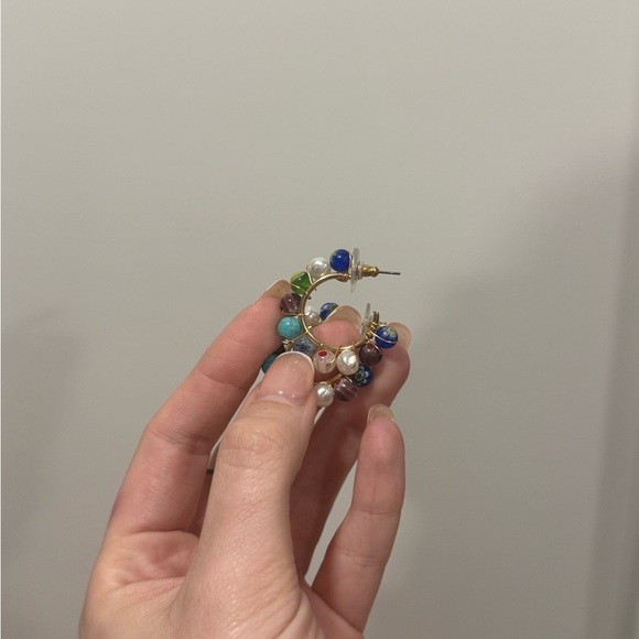 Colorful Beaded Hoop Earrings - Picture 4 of 4